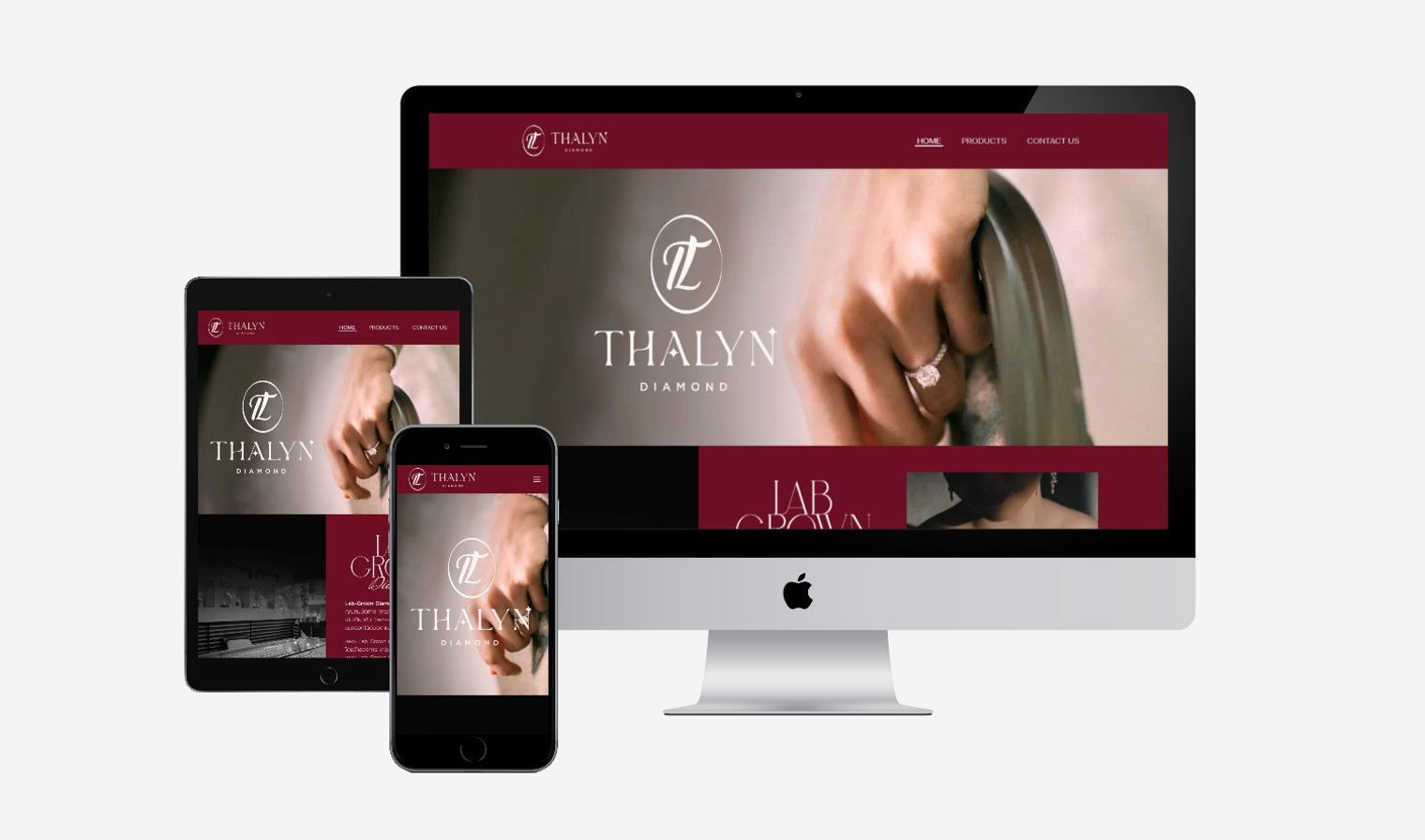 Web mockup for www.thalyndiamond.com